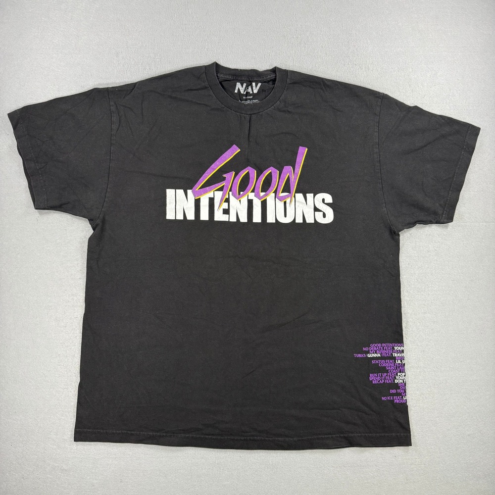 NAV x Vlone Good Intentions Doves Shirt Men 2XL Black Tour Merch Rap Hip Hop